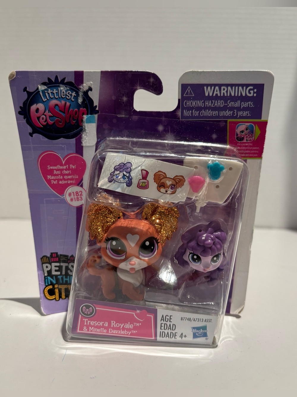 LITTLEST PET SHOP Dog Tresora Royale Gold Glitter Ears Heart Papillon 182 LPS